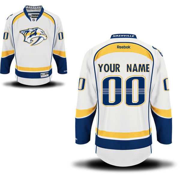 Reebok Nashville Predators Men Premier Away Custom NHL Jersey - White->customized nhl jersey->Custom Jersey